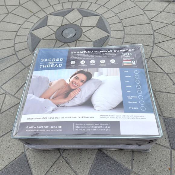 Sacred Thread Enhanced Bamboo Queen Deep Pocket 6 Piece Sheet Set - Picture 10 of 10